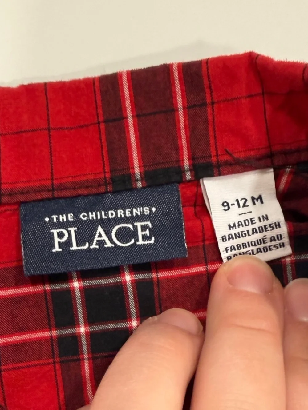 The Children’s Place two piece red plaid and Jean set for boys size 9-12